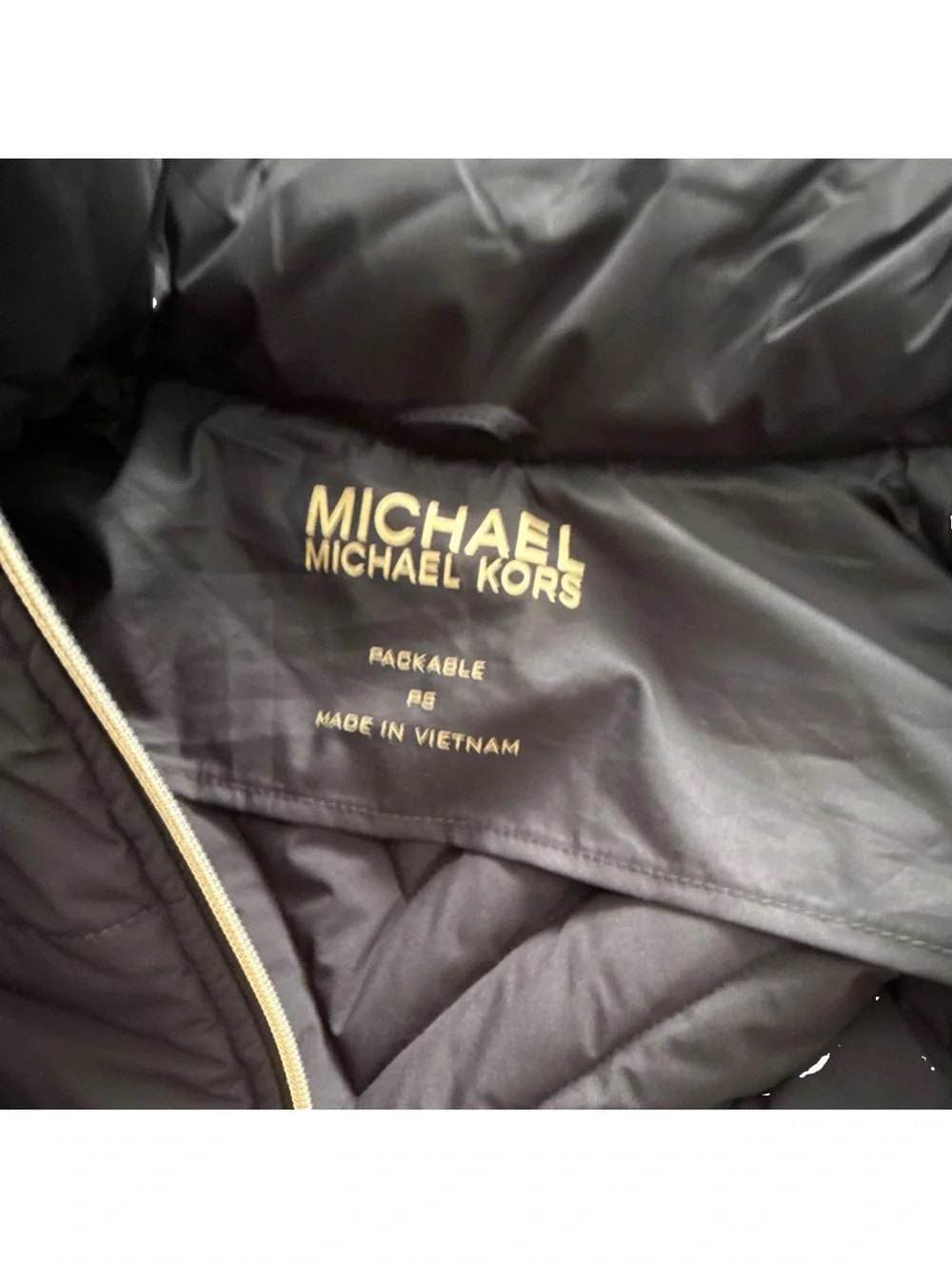 Michael Kors Navy Long Quilted Puffer Coat